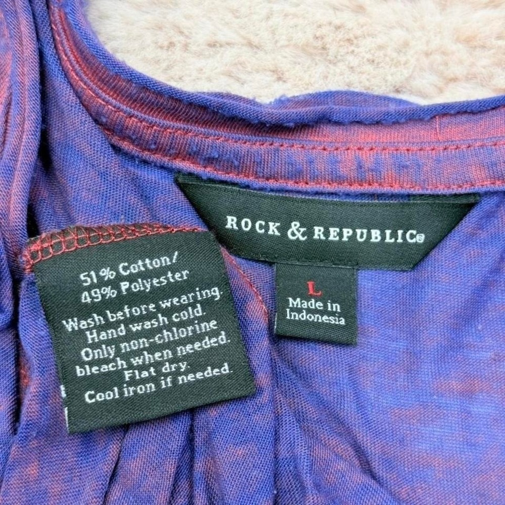 Rock Republic Purple Burnout Cold Shoulder Tee Soft Grunge Womens L - Picture 6 of 6